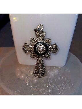 Cross Pendant with 16 Inch 925 Silver Snake Chain